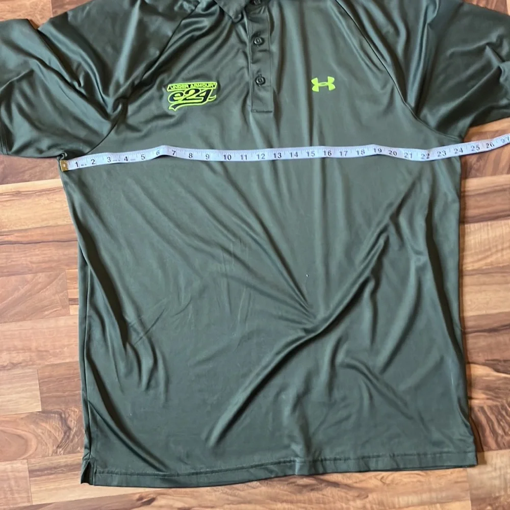 Men’s Green Under Armor Heat Gear Polo Short Sleeve Tee, Size XL - Picture 5 of 6
